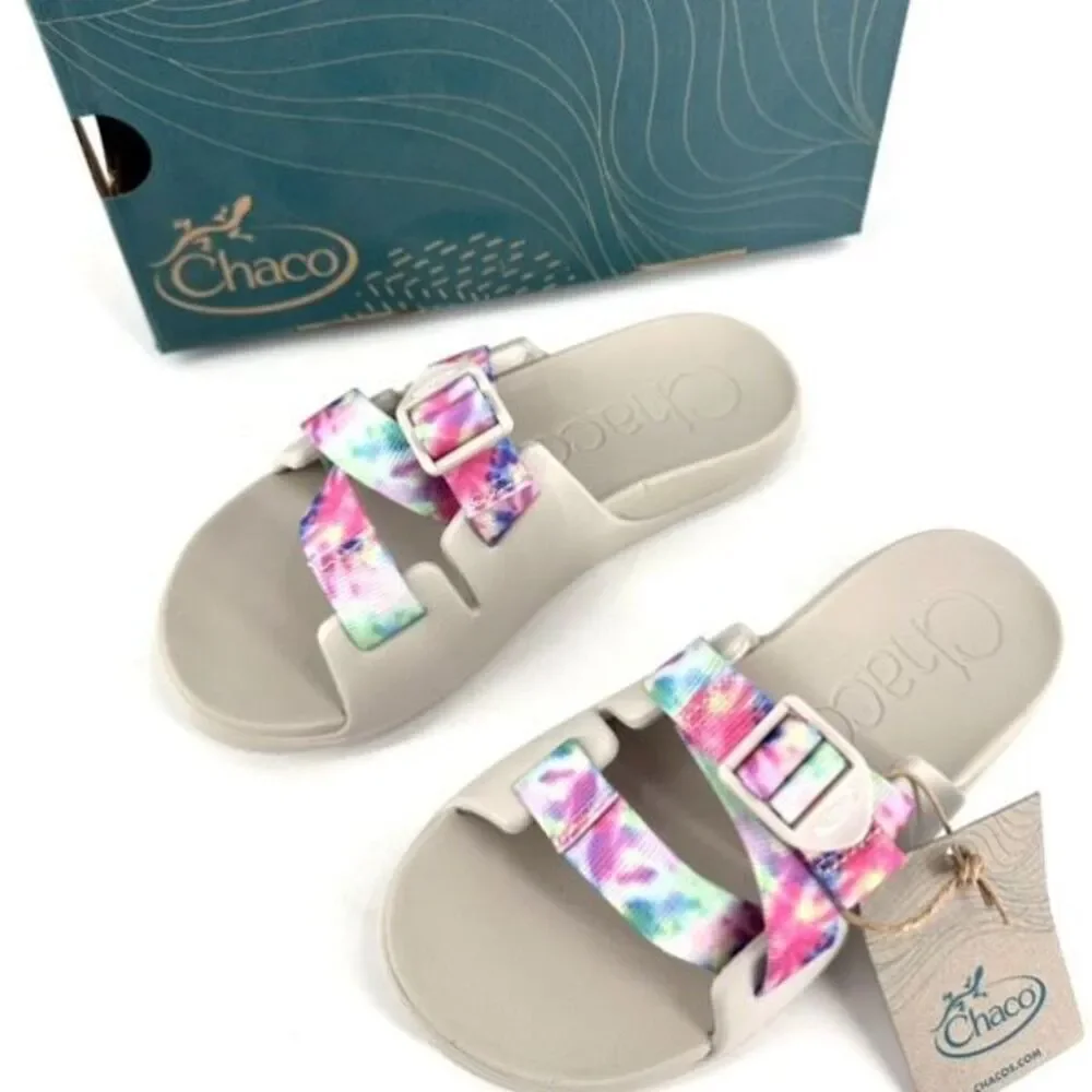NWB Chaco Child Chillos Kids Sandal Gray & Pink‎ Tie Dye Size 3 Beach Slides